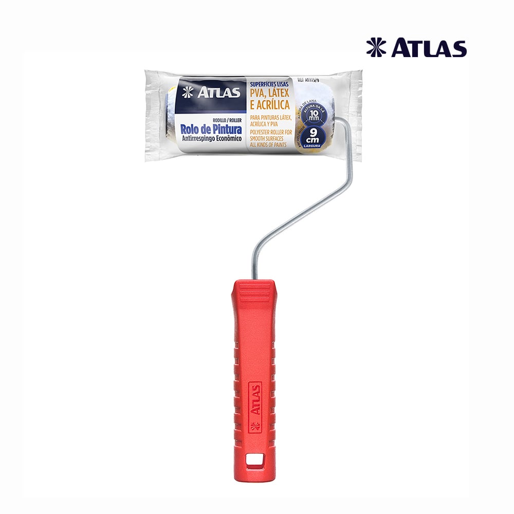 ROLO ATLAS P/PINTURA ANTI-RESPINGO LA SINTETICA 9CM C/CABO