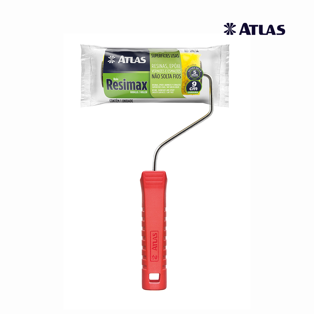 ROLO ATLAS P/PINTURA RESIMAX LA SINTETICA 9CM C/CABO