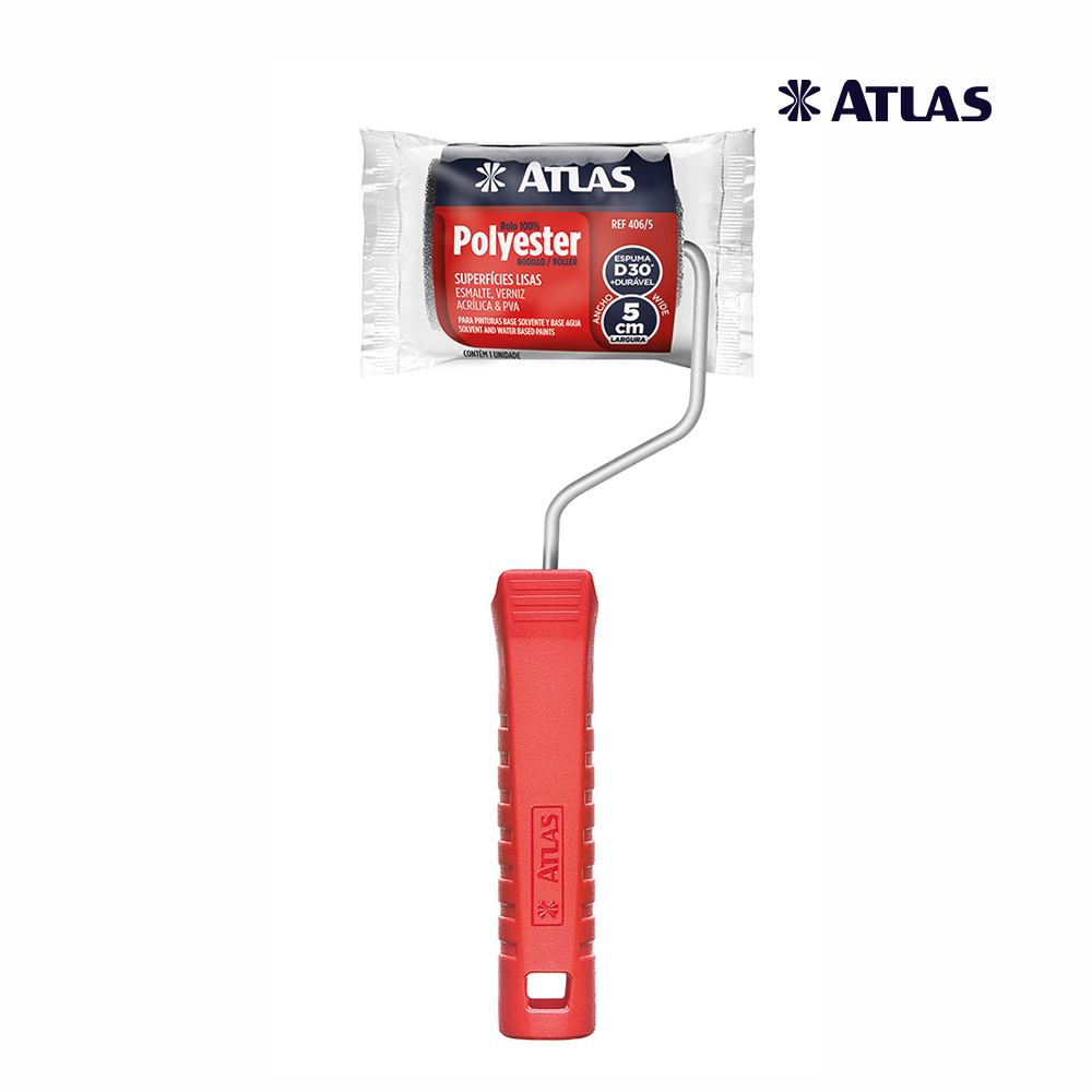 ROLO ATLAS P/PINTURA ESPUMA CINZA  5CM C/CABO