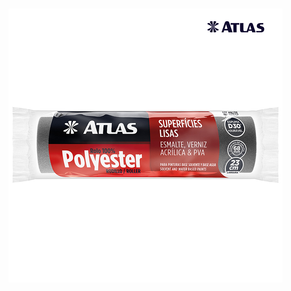 ROLO ATLAS P/PINTURA ESPUMA CINZA 23CM S/CABO