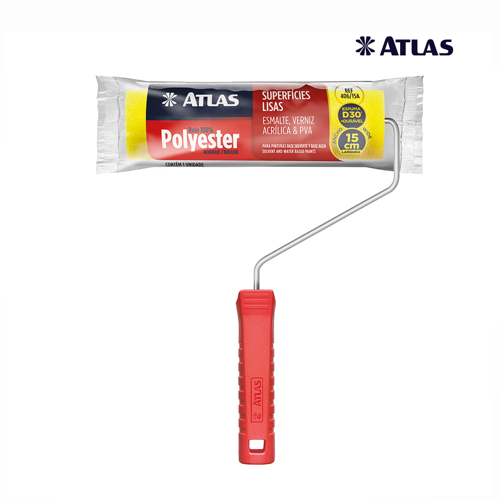 ROLO ATLAS PARA PINTURA ESPUMA AMARELA 15CM C/CABO