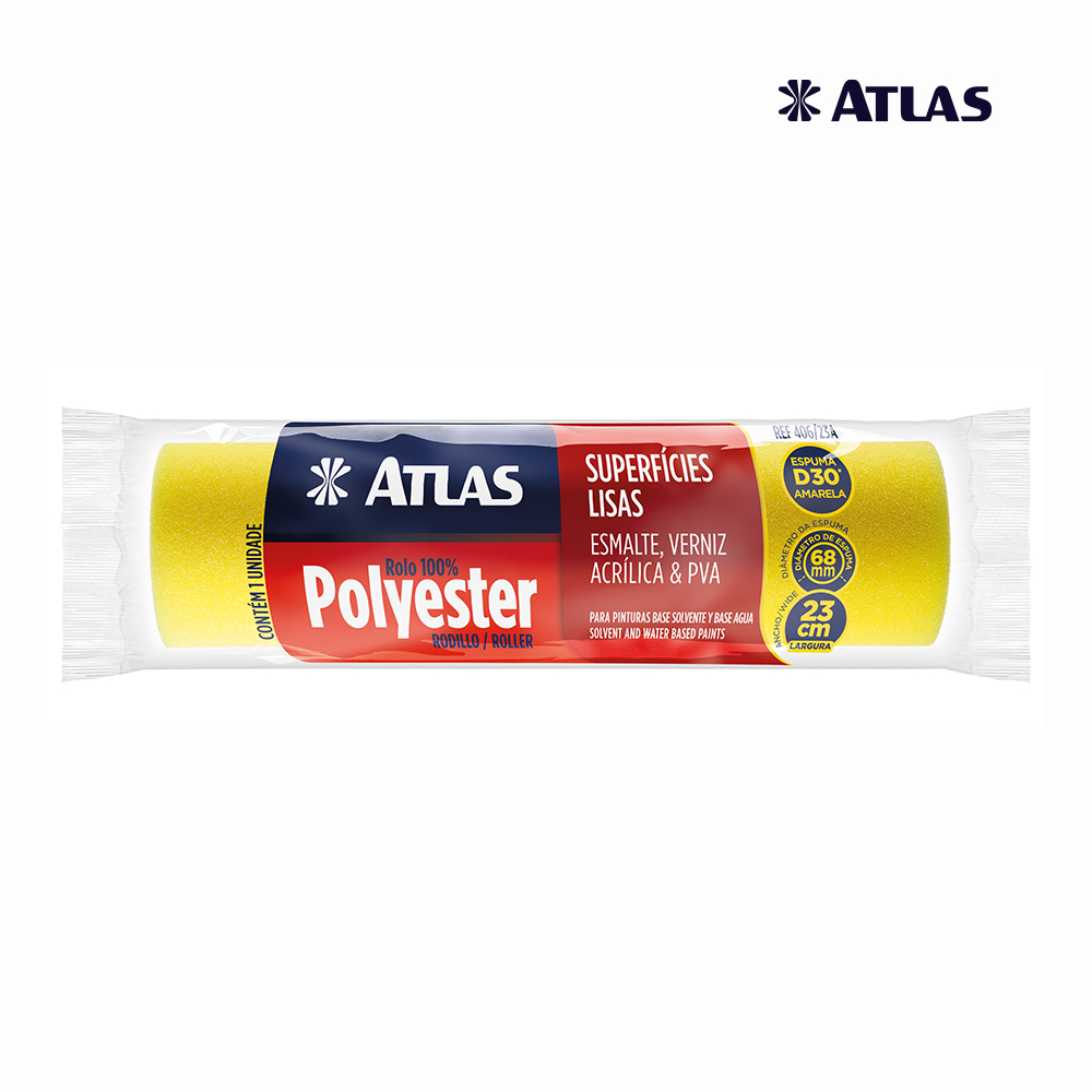 ROLO ATLAS P/PINTURA ESPUMA AMARELA 23CM S/CABO