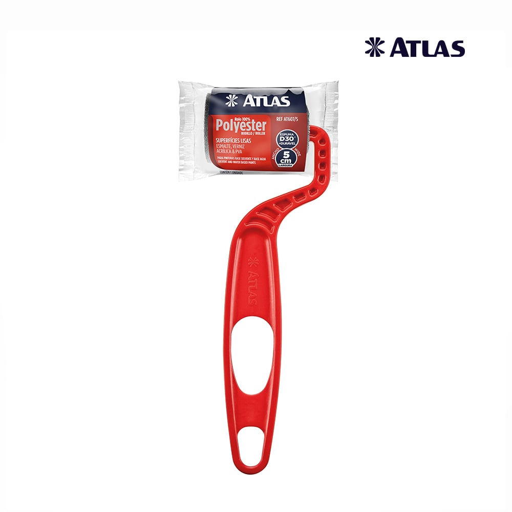 ROLO ATLAS PARA PINTURA ESPUMA 5CM CINZA - C/CABO ECONOMICO