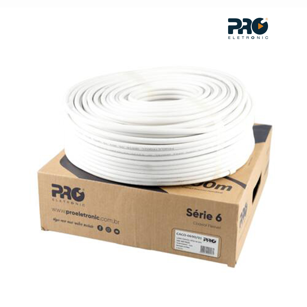 CABO COAXIAL PROELETRONIC RGC6 90% 100M BRANCO