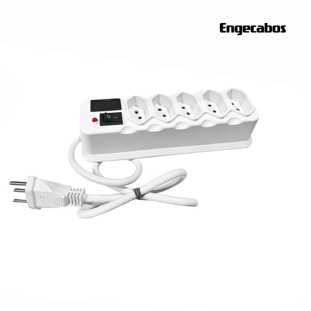 FILTRO DE LINHA ENGECABOS 5 TOMADAS 0,80 METRO BRANCA