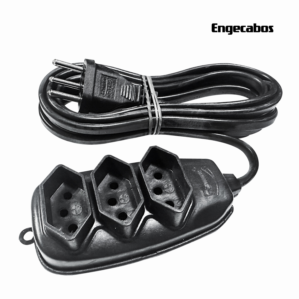 EXTENSAO ENGECABOS PP 2P+T 3X0,75MM 3 METROS PRETA