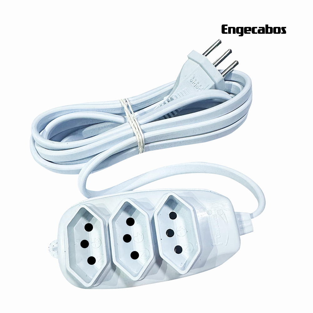 EXTENSAO ENGECABOS PP 2P+T 3X0,75MM 5 METROS BRANCA