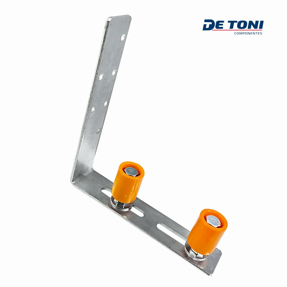 GUIA DUPLO DE TONI NYLON LONGO C/ROLETE 28X35MM P/PORTAO DE CORRER - METAL ZINCADO