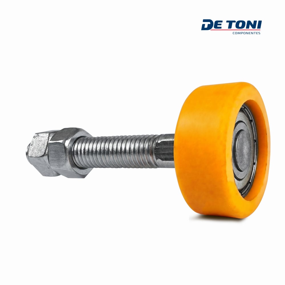 ROLDANA GUIA DE TONI NYLON 44MM C/ROLAMENTO E HASTE ROSCAVEL 1/2” EM METAL ZINCADO