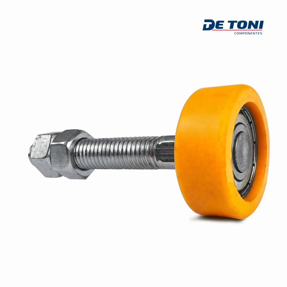 ROLDANA GUIA DE TONI DE NYLON 48MM C/ROLAMENTO E HASTE ROSCAVEL 1/2” EM METAL ZINCADO