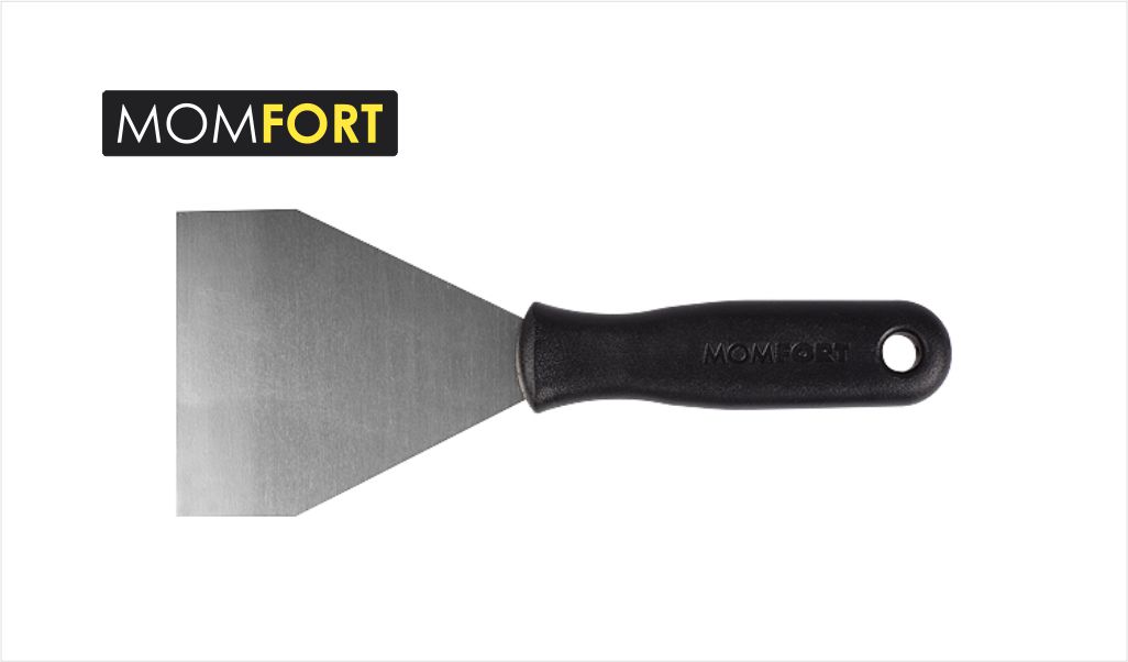 ESPATULA MOMFORT ACO RETA CB PVC PRETO  80MM