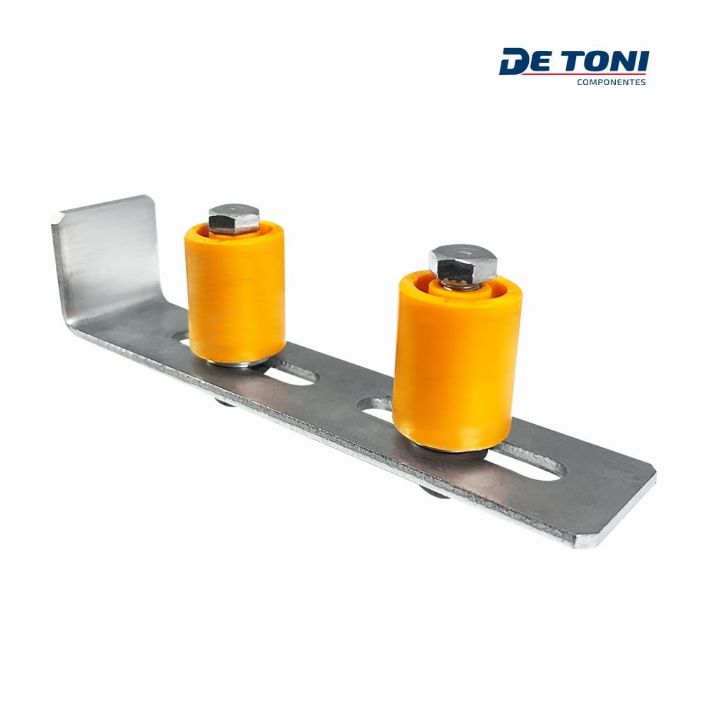 GUIA DUPLO DE TONI NYLON CURTO C/ROLETE 28X35MM P/PORTAO DE CORRER - METAL ZINCADO