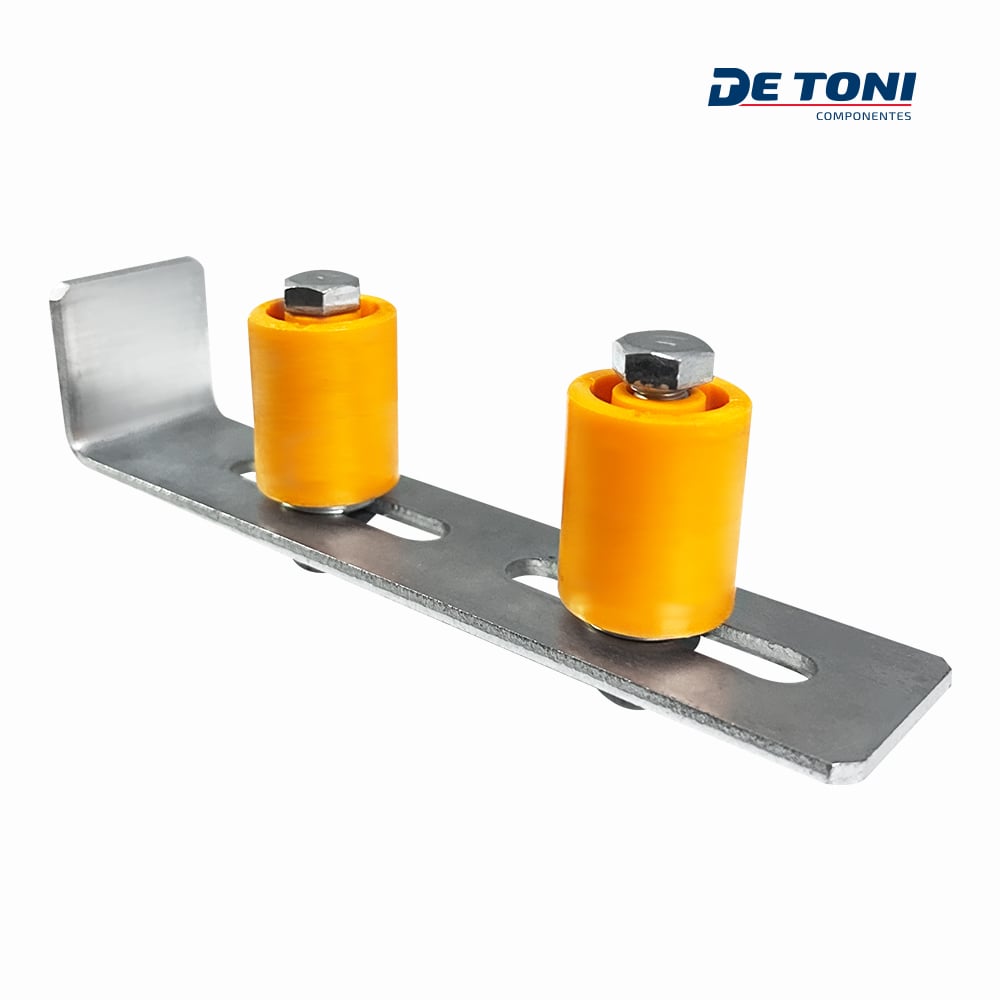 GUIA DUPLO DE TONI NYLON CURTO C/ROLETE 22X75MM P/PORTAO DE CORRER - METAL ZINCADO