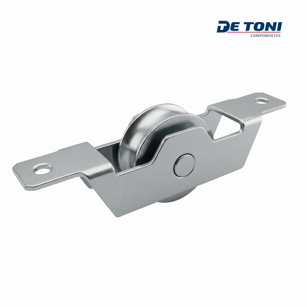 ROLDANA DE TONI TIPO U 1/2” EM FERRO 2X17MM CAIXA ABERTA REBITADA - FERRO ZINCADO BRANCO