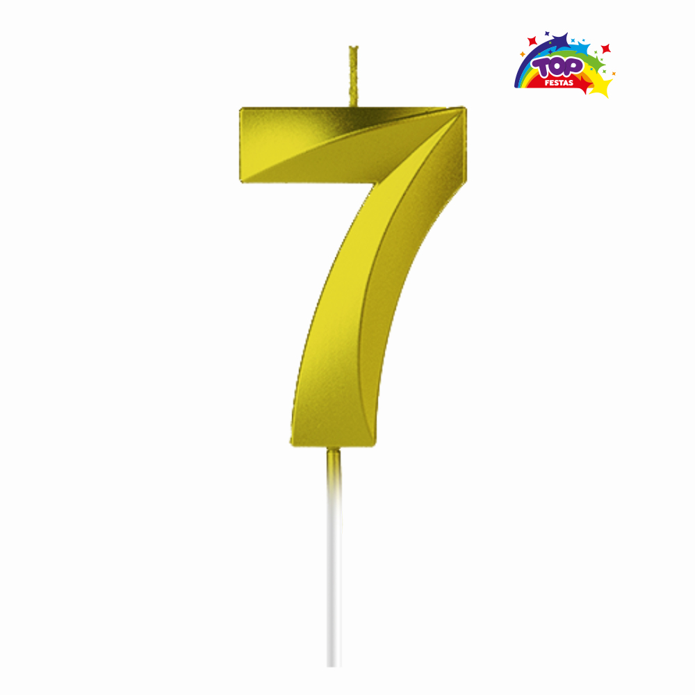 VELA TOPFESTA NUMERAL METALIZADA N-7 OURO - COM 01 UNIDADE