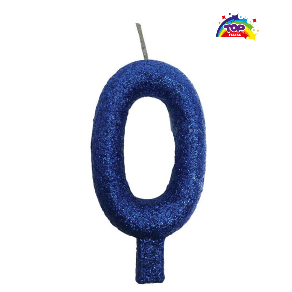 VELA TOPFESTA TUBULAR PARAFINA NUMERAL PREMIUM N-0 AZUL - COM 01 UNIDADE