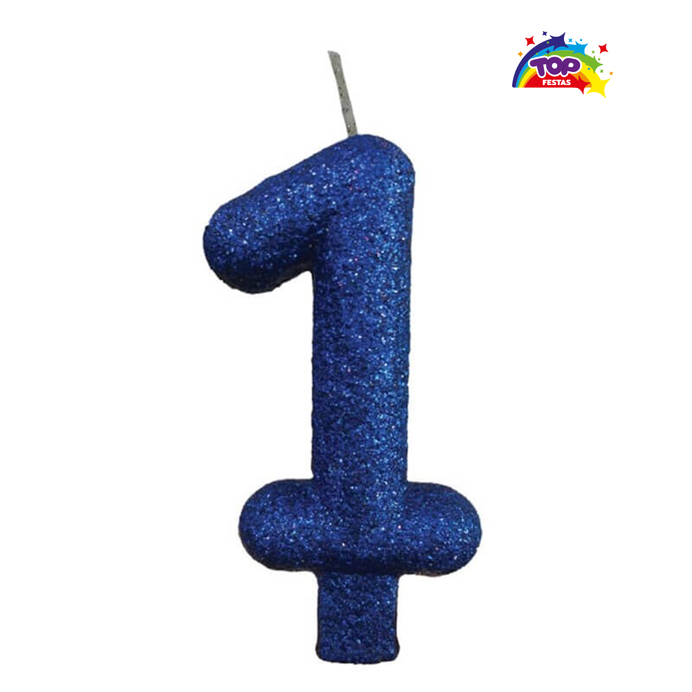 VELA TOPFESTA TUBULAR PARAFINA NUMERAL PREMIUM N-1 AZUL - COM 01 UNIDADE