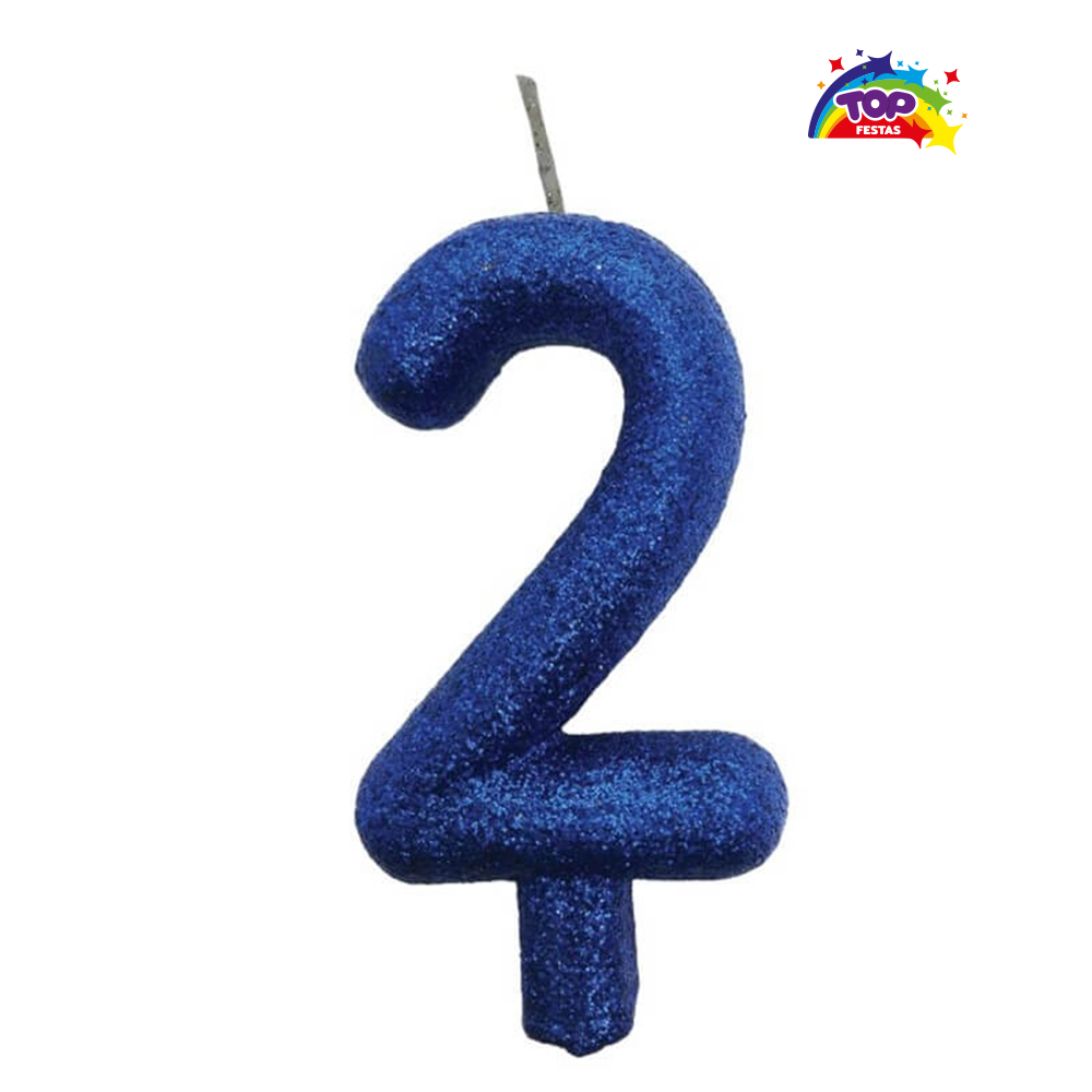 VELA TOPFESTA TUBULAR PARAFINA NUMERAL PREMIUM N-2 AZUL - COM 01 UNIDADE