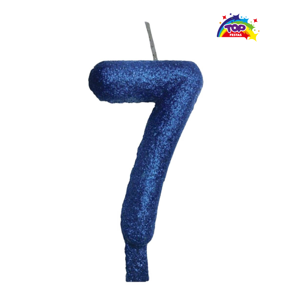 VELA TOPFESTA TUBULAR PARAFINA NUMERAL PREMIUM N-7 AZUL - COM 01 UNIDADE