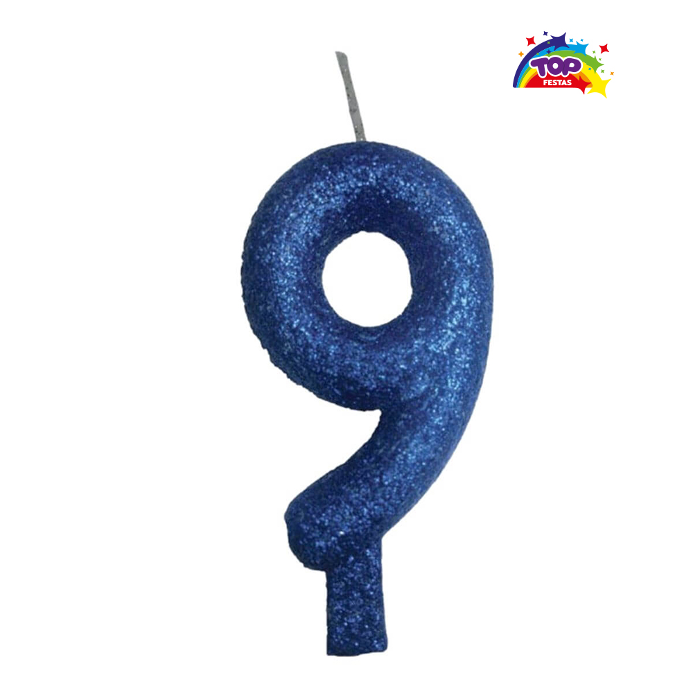 VELA TOPFESTA TUBULAR PARAFINA NUMERAL PREMIUM N-9 AZUL - COM 01 UNIDADE