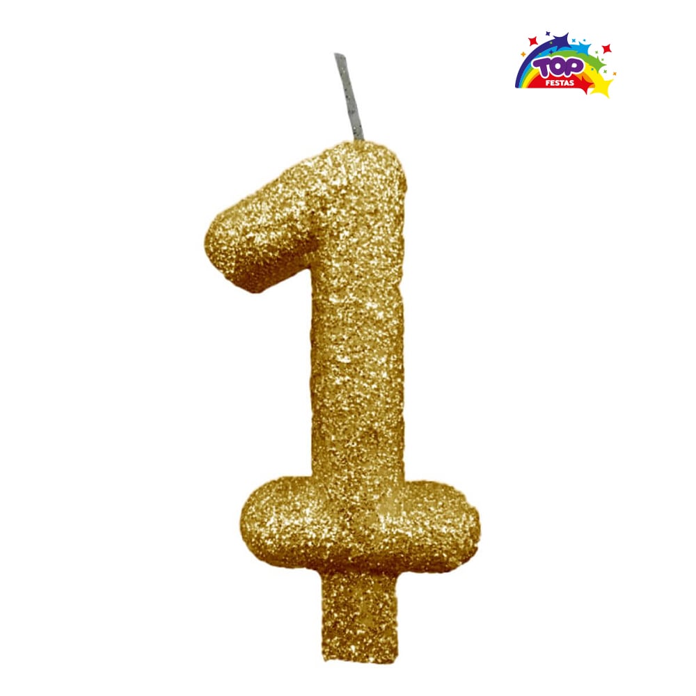 VELA TOPFESTA TUBULAR PARAFINA NUMERAL PREMIUM N-1 OURO - COM 01 UNIDADE