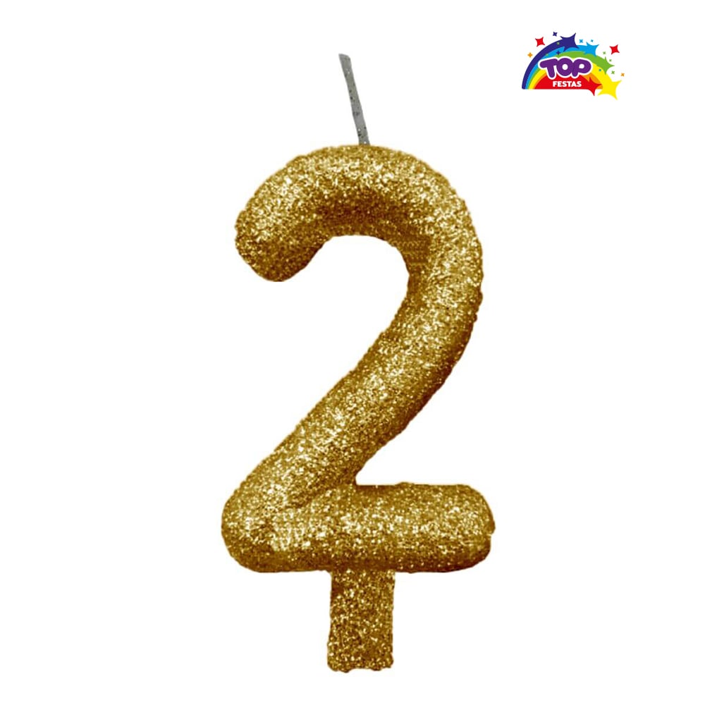 VELA TOPFESTA TUBULAR PARAFINA NUMERAL PREMIUM N-2 OURO - COM 01 UNIDADE