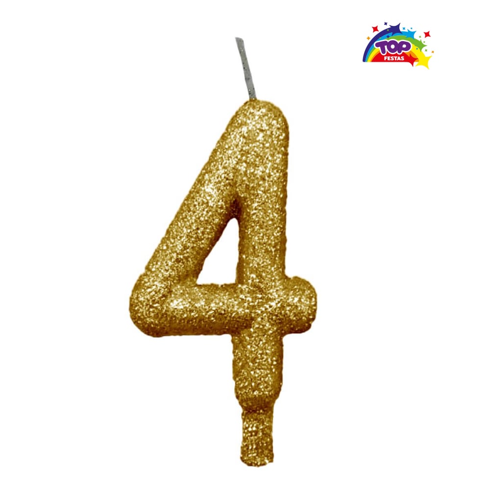 VELA TOPFESTA TUBULAR PARAFINA NUMERAL PREMIUM N-4 OURO - COM 01 UNIDADE