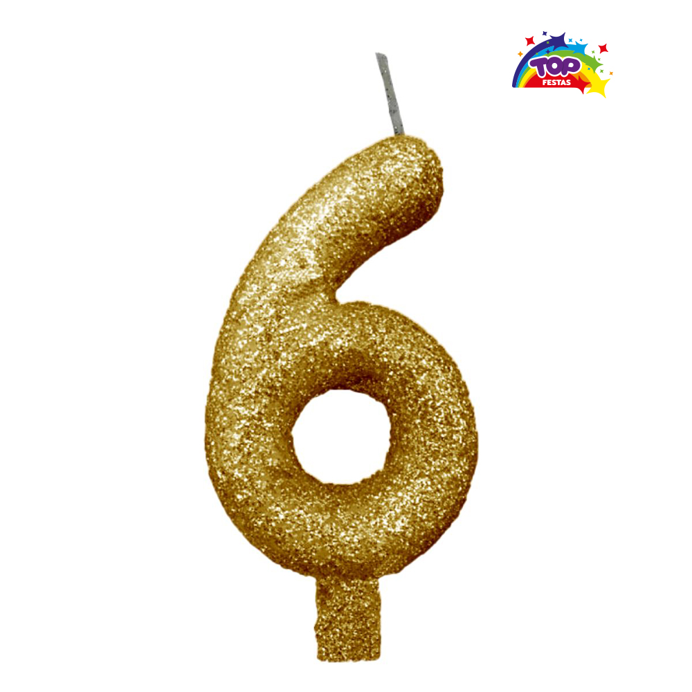 VELA TOPFESTA TUBULAR PARAFINA NUMERAL PREMIUM N-6 OURO - COM 01 UNIDADE