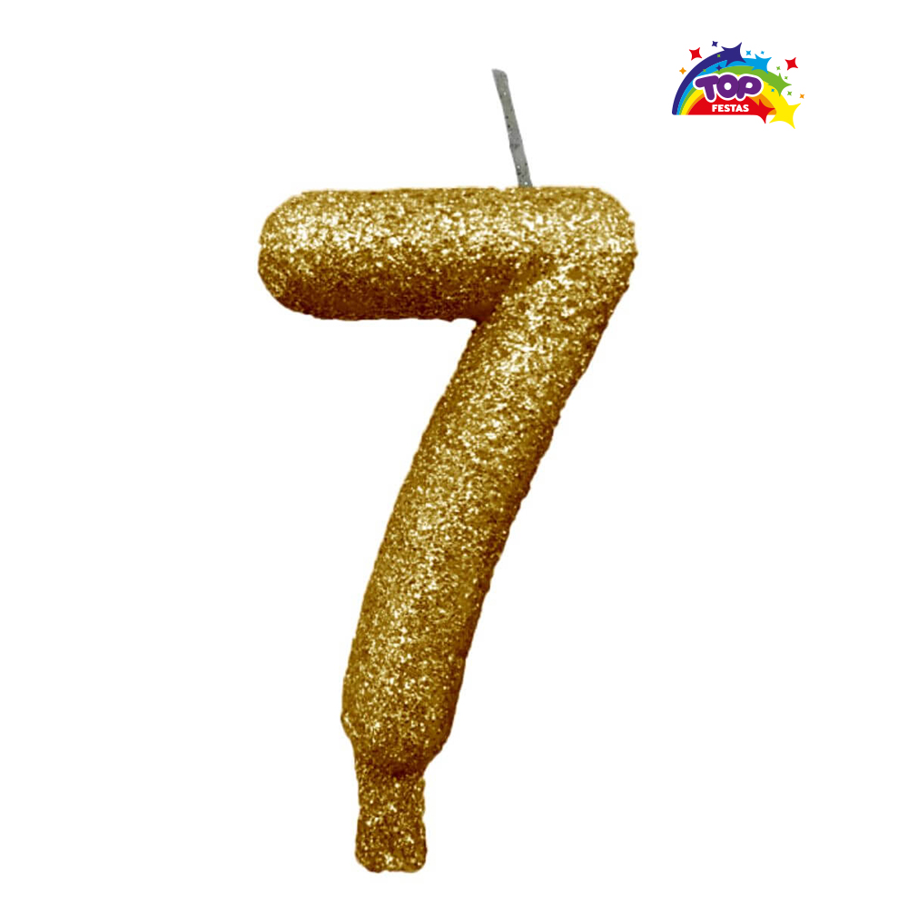 VELA TOPFESTA TUBULAR PARAFINA NUMERAL PREMIUM N-7 OURO - COM 01 UNIDADE