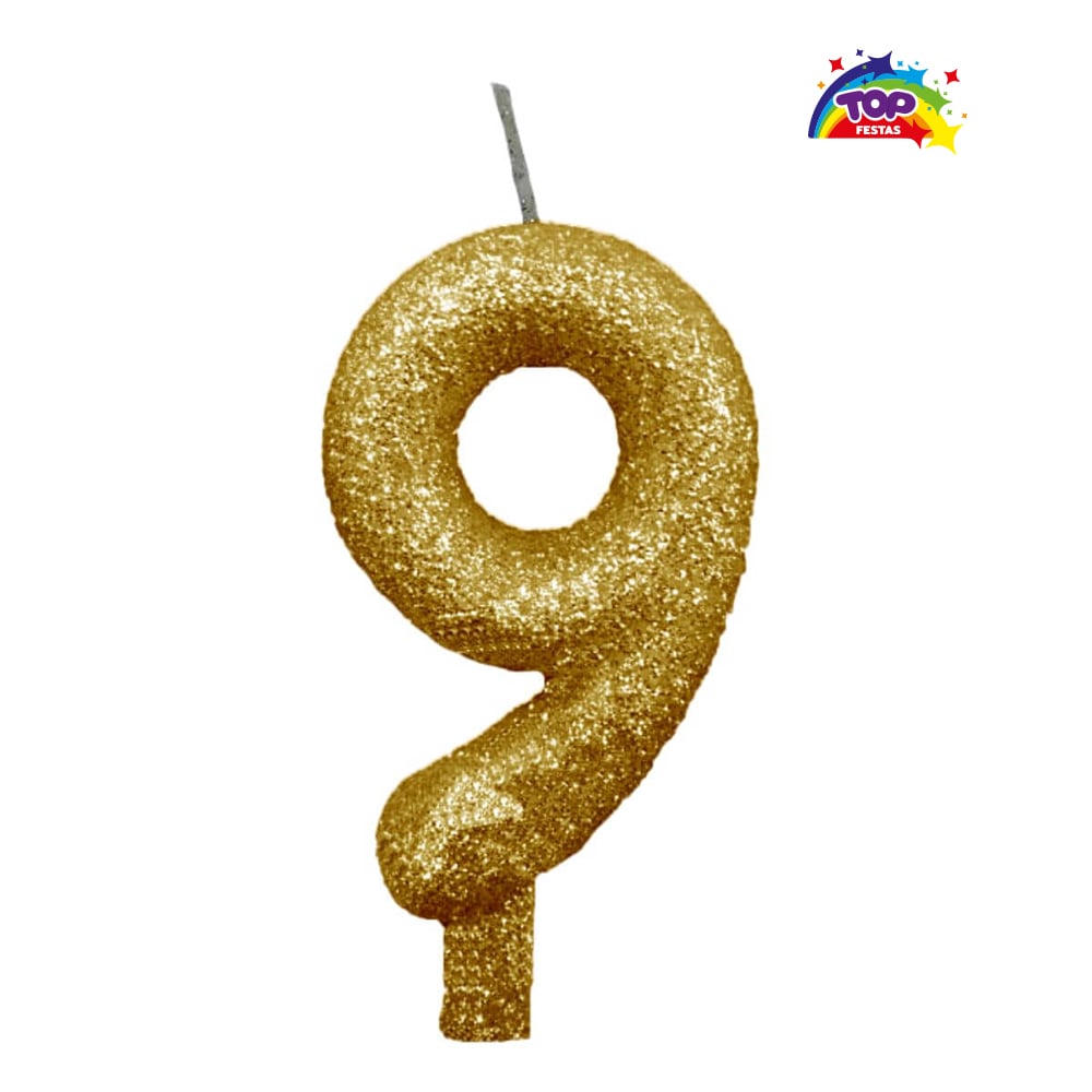 VELA TOPFESTA TUBULAR PARAFINA NUMERAL PREMIUM N-9 OURO - COM 01 UNIDADE