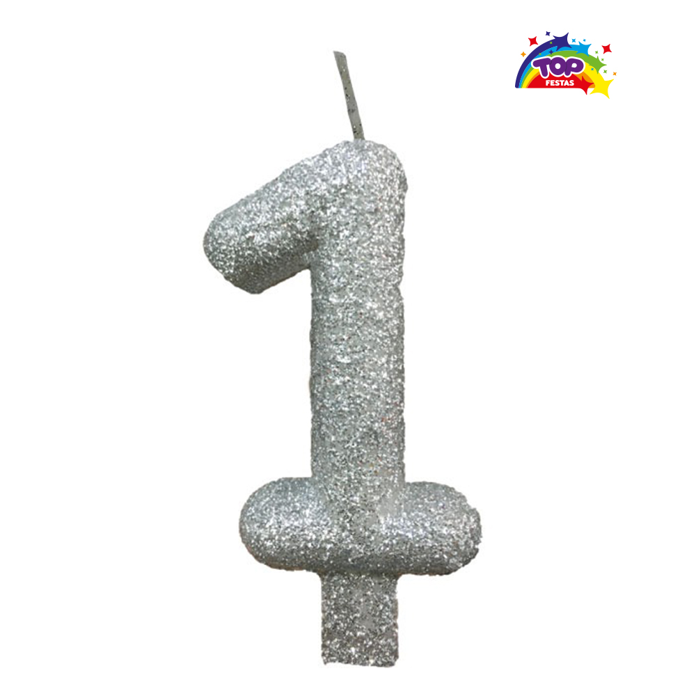 VELA TOPFESTA TUBULAR PARAFINA NUMERAL PREMIUM N-1 PRATA - COM 01 UNIDADE