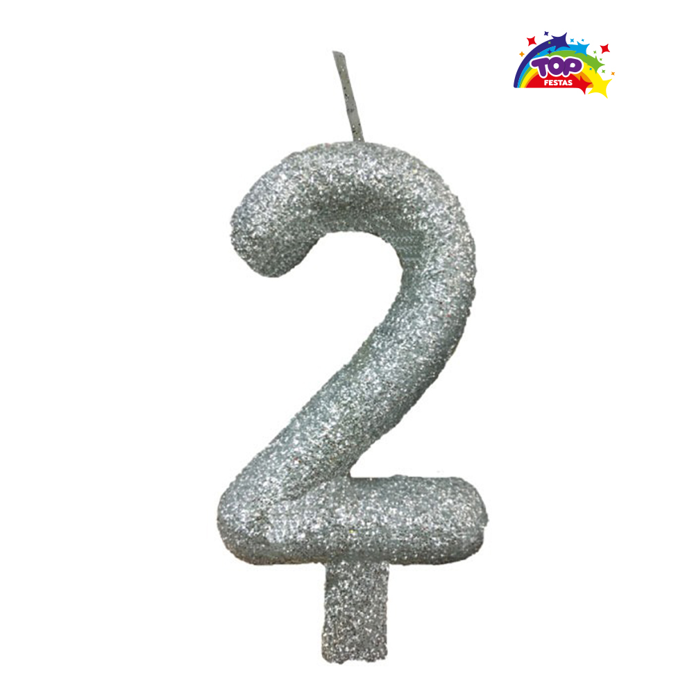 VELA TOPFESTA TUBULAR PARAFINA NUMERAL PREMIUM N-2 PRATA - COM 01 UNIDADE