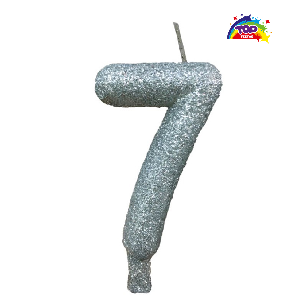 VELA TOPFESTA TUBULAR PARAFINA NUMERAL PREMIUM N-7 PRATA - COM 01 UNIDADE