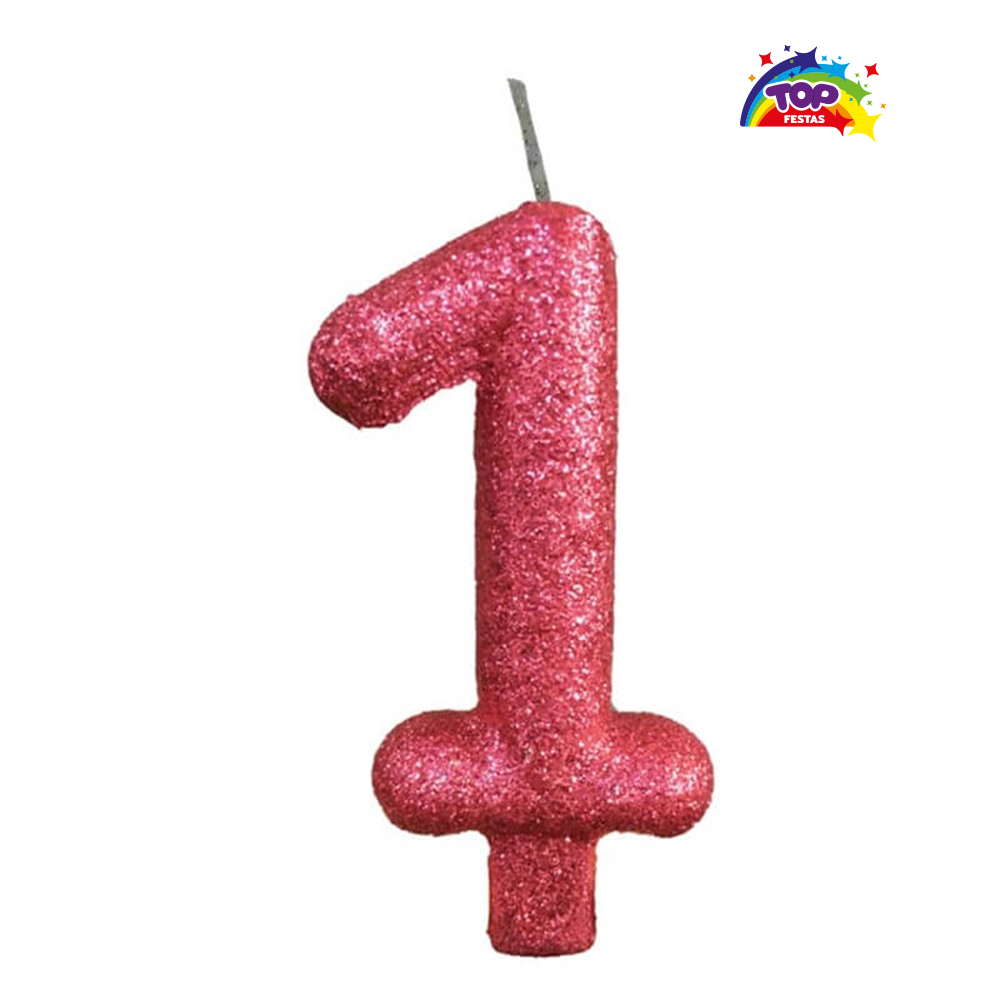VELA TOPFESTA TUBULAR PARAFINA NUMERAL PREMIUM N-1 ROSA - COM 01 UNIDADE