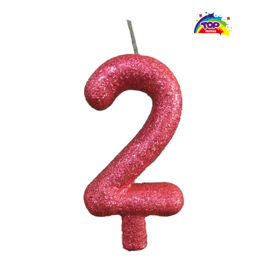 VELA TOPFESTA TUBULAR PARAFINA NUMERAL PREMIUM N-2 ROSA - COM 01 UNIDADE