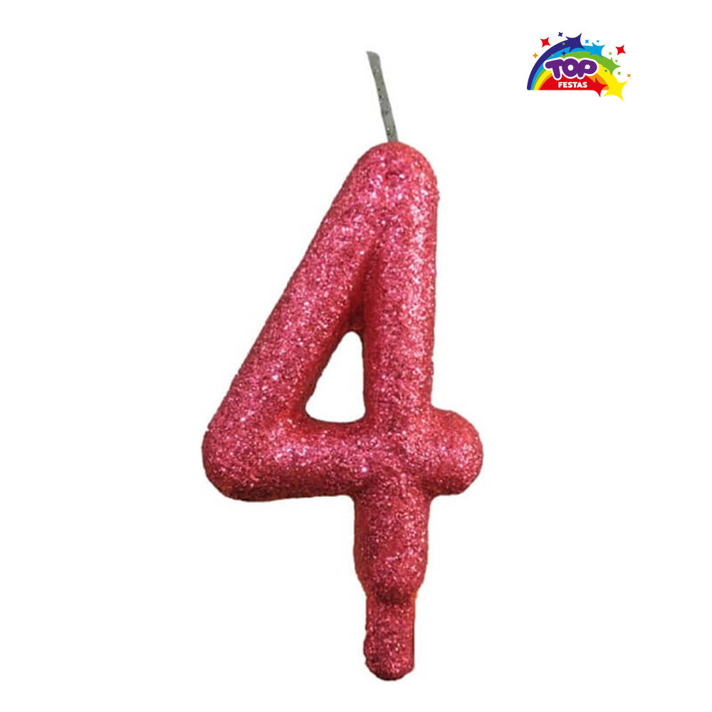 VELA TOPFESTA TUBULAR PARAFINA NUMERAL PREMIUM N-4 ROSA - COM 01 UNIDADE