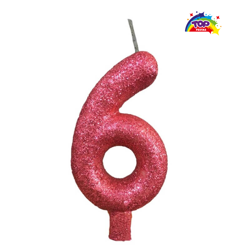 VELA TOPFESTA TUBULAR PARAFINA NUMERAL PREMIUM N-6 ROSA - COM 01 UNIDADE