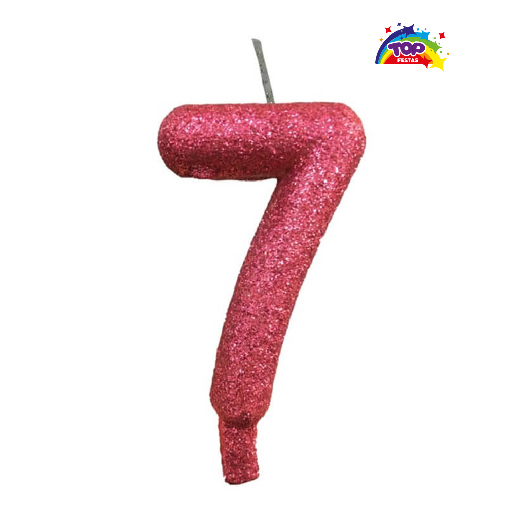 VELA TOPFESTA TUBULAR PARAFINA NUMERAL PREMIUM N-7 ROSA - COM 01 UNIDADE