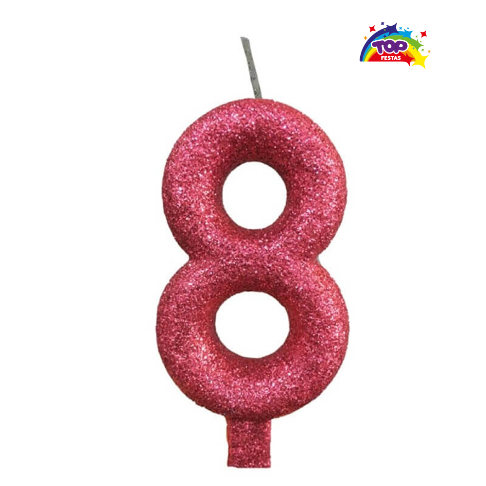 VELA TOPFESTA TUBULAR PARAFINA NUMERAL PREMIUM N-8 ROSA - COM 01 UNIDADE