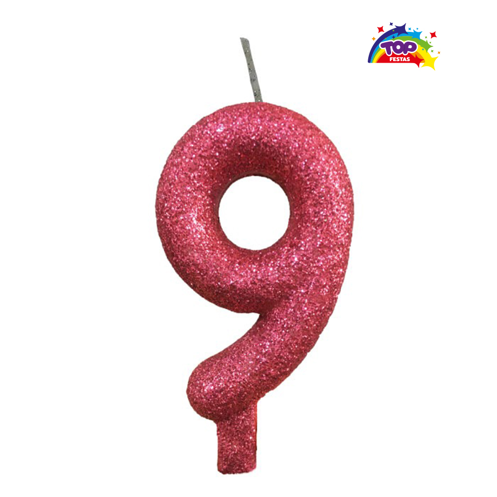VELA TOPFESTA TUBULAR PARAFINA NUMERAL PREMIUM N-9 ROSA - COM 01 UNIDADE