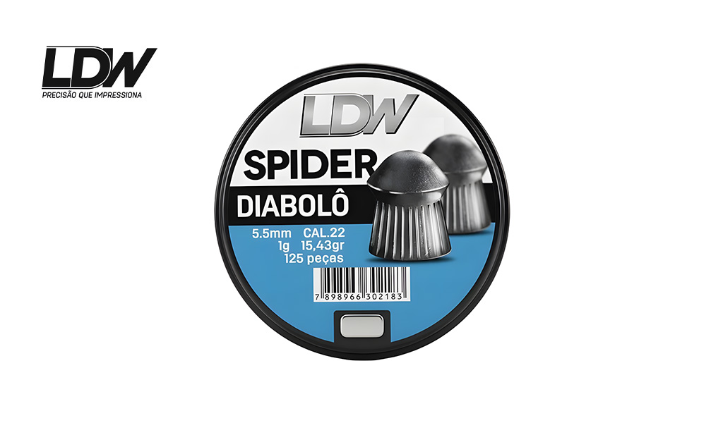 CHUMBO SPIDER P/ESPINGARDA DE PRESSÃO 5,5MM - CAIXINHA C/125 UNIDADES
