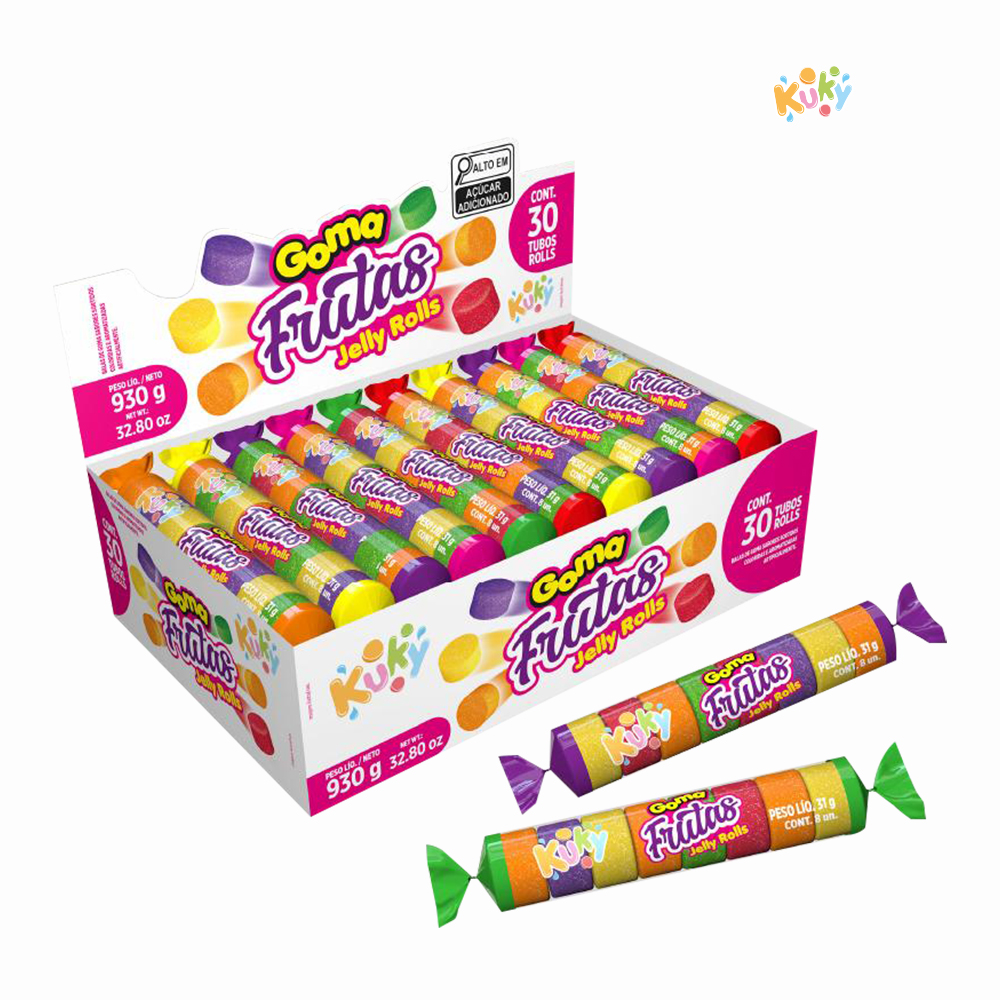 BALA GOMA KUKY TUBO 30 GRAMAS - DISPLAY C/30 UNIDADES