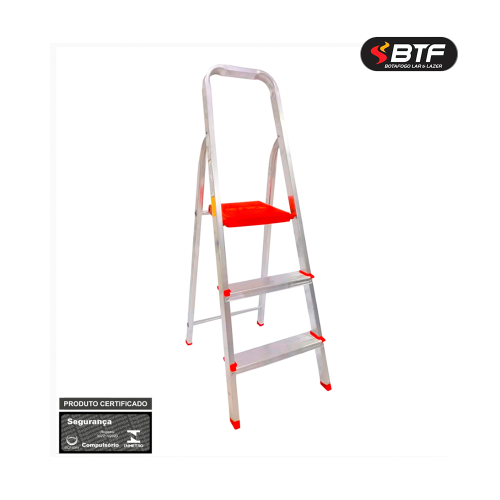 ESCADA BTF DOMESTICA EM ALUMINIO COM 3 DEGRAUS 1,16M
