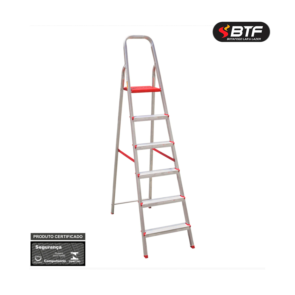 ESCADA BTF DOMESTICA EM ALUMINIO COM 6 DEGRAUS 1,86M