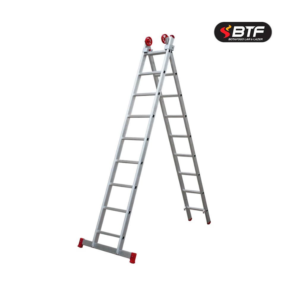 ESCADA BTF EXTENSIVA DE ALUMINIO COM 9X2 DEGRAUS - FECHADA 2,68M / PINTOR 2,35M / ESTENDIDA 4,30M