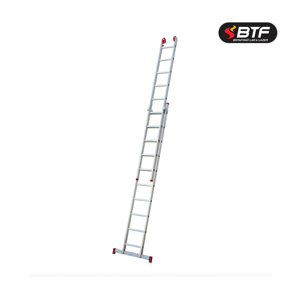 ESCADA BTF EXTENSIVA DE ALUMINIO COM 9X2 DEGRAUS - FECHADA 3,24M / PINTOR 3,06M / ESTENDIDA 5,42M