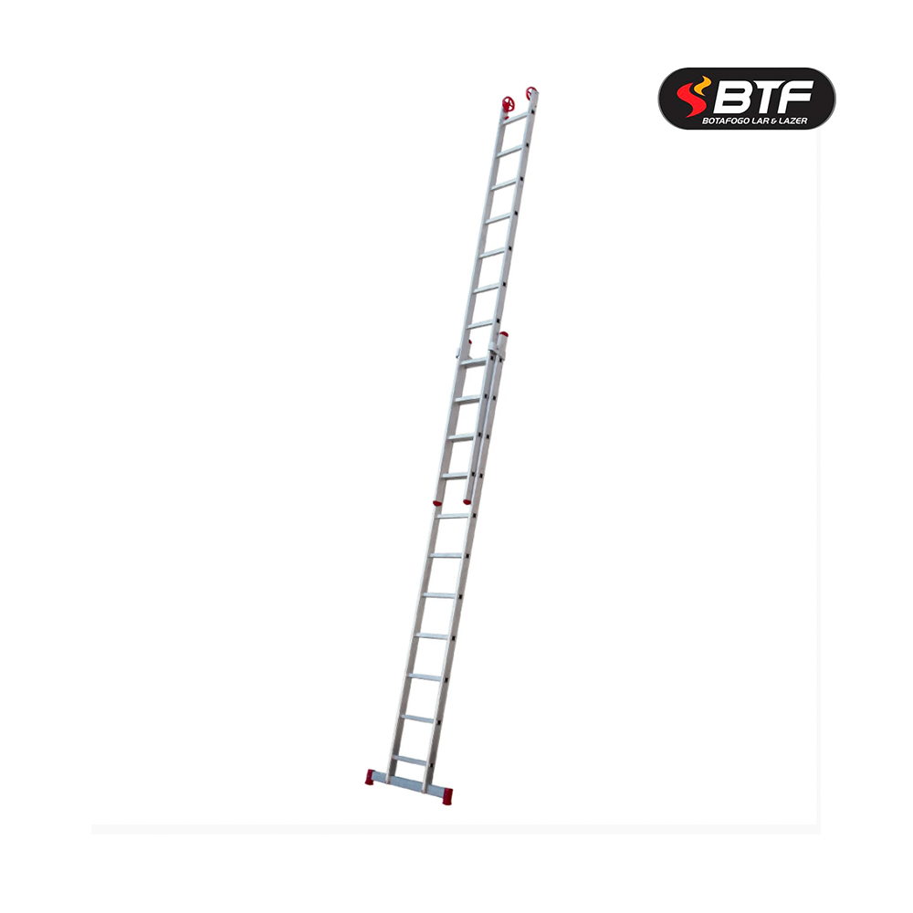 ESCADA BTF EXTENSIVA DE ALUMINIO COM 9X2 DEGRAUS - FECHADA 3,52M / PINTOR 3,13M / ESTENDIDA 5,98M