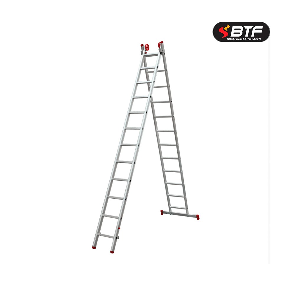 ESCADA BTF EXTENSIVA DE ALUMINIO COM 9X2 DEGRAUS - FECHADA 3,81M / PINTOR 3,46M / ESTENDIDA 6,54M
