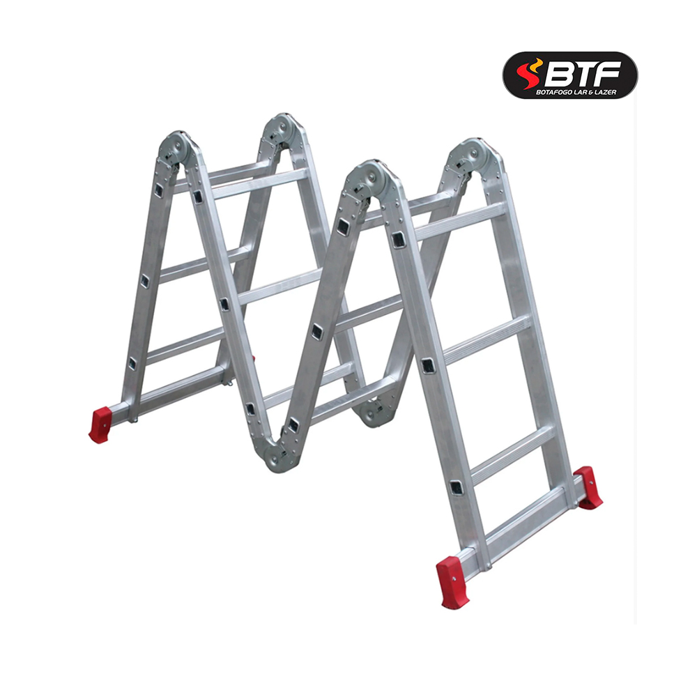 ESCADA BTF ARTICULADA DE ALUMINIO 3X4 COM 12 DEGRAUS - ANDAME 0,87M / FECHADA 0,89M / PINTOR 1,45M / ESTENDIDA 3,23M