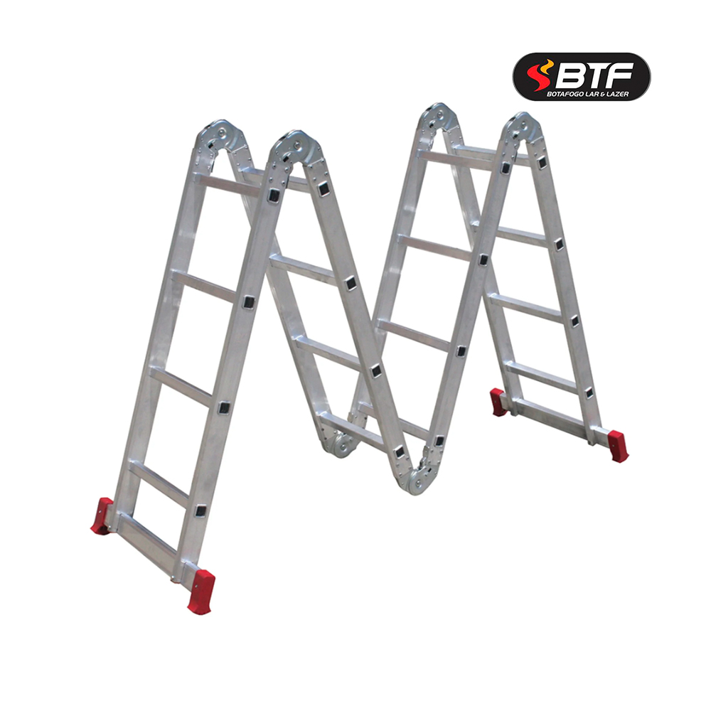 ESCADA BTF ARTICULADA DE ALUMINIO 4X4 COM 16 DEGRAUS - ANDAME 1,11M / FECHADA 1,14M / PINTOR 1,91M / ESTENDIDA 4,23M